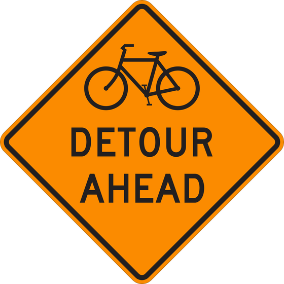 W20-2a Bike Detour (with distance) — official FHWA layout