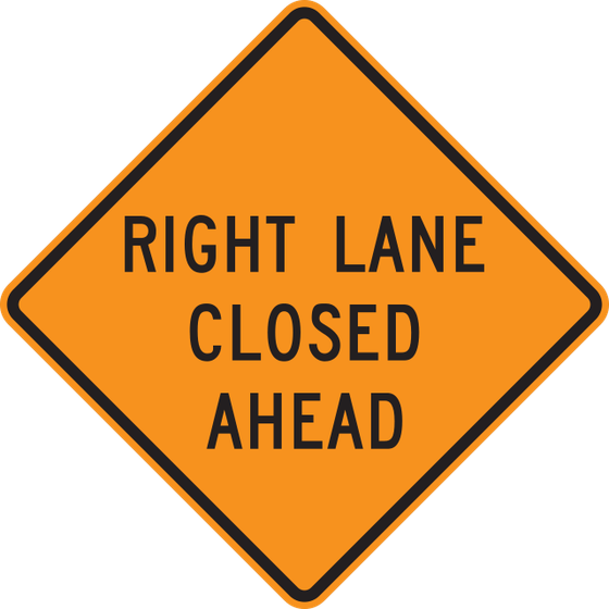 W20-5 Lane Closed (with distance) — official FHWA layout