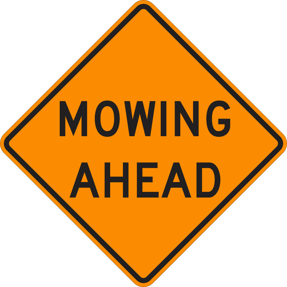 W21-8 Mowing Ahead — official FHWA layout