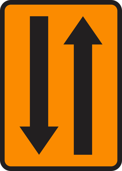 W6-4 Narrow Two-Way Traffic — official FHWA layout