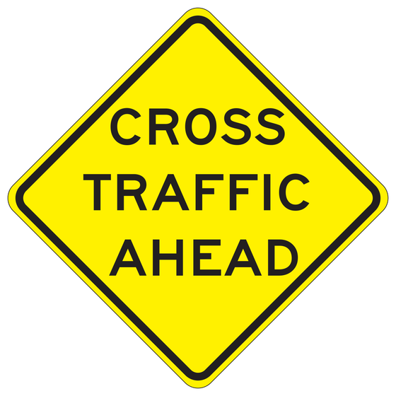 W70(CA) CROSS TRAFFIC AHEAD — sign artwork