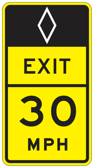 W72B(CA) (HOV) Advisory Exit (Ramp) Speed — sign artwork