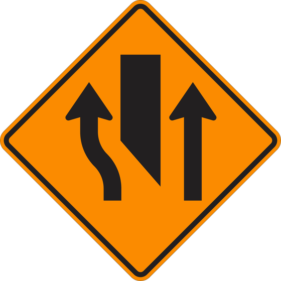 W9-3 Interior Lane Shift Ahead — official FHWA layout