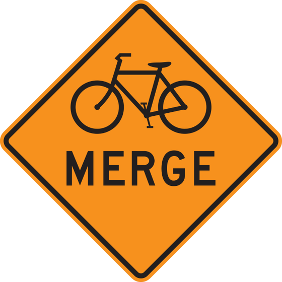 W9-5a Bicycles Merging — official FHWA layout