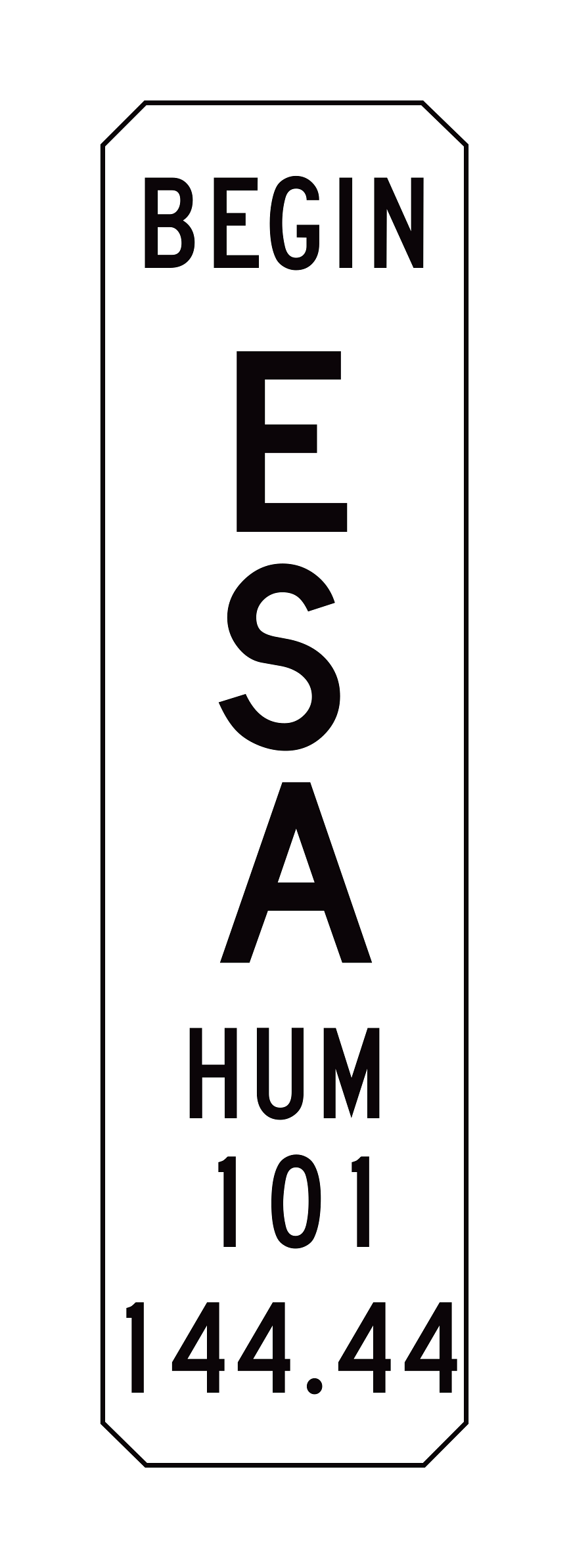 G11-10(CA) Begin ESA (Environmentally Sensitive Area) Marker — official FHWA layout