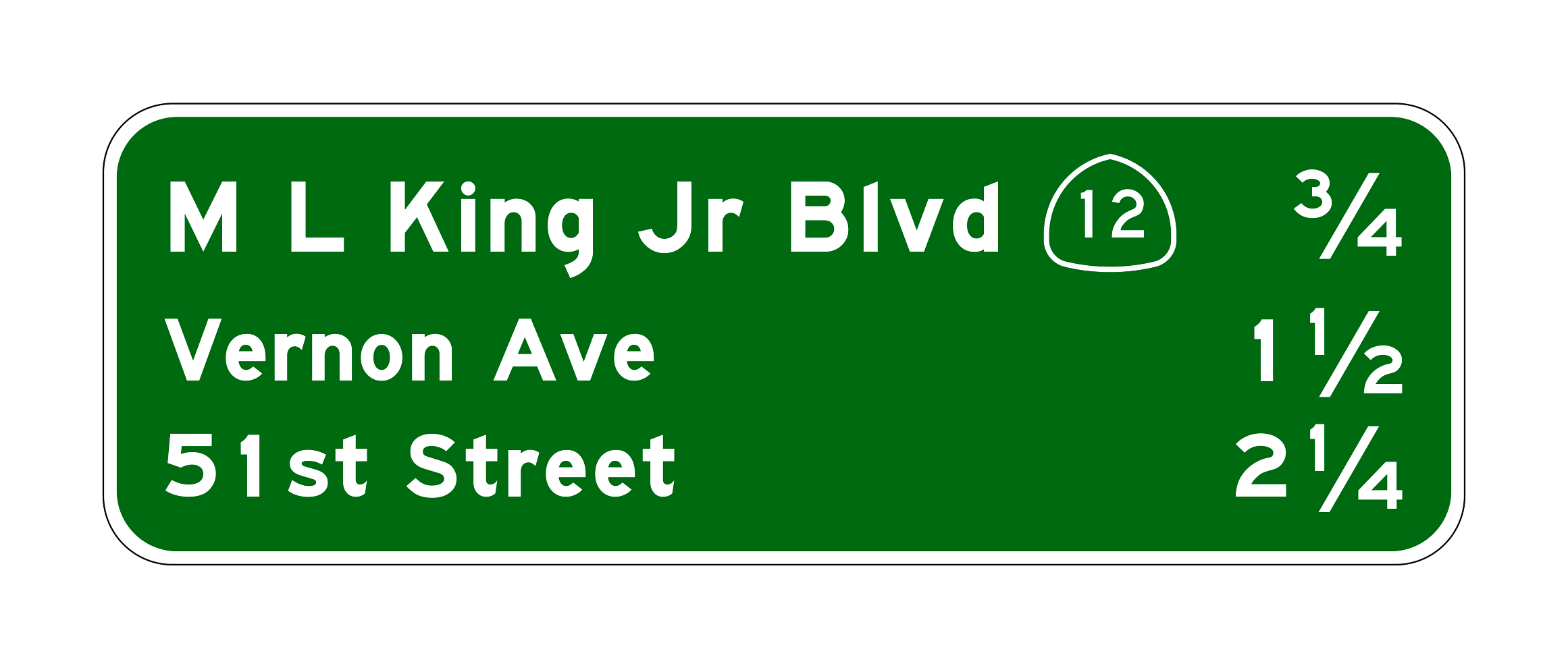 G23-2(CA) M L King Jr Blvd 3/4 / Vernon Ave 1 1/2 / 51st Street 2 1/4 — official FHWA layout