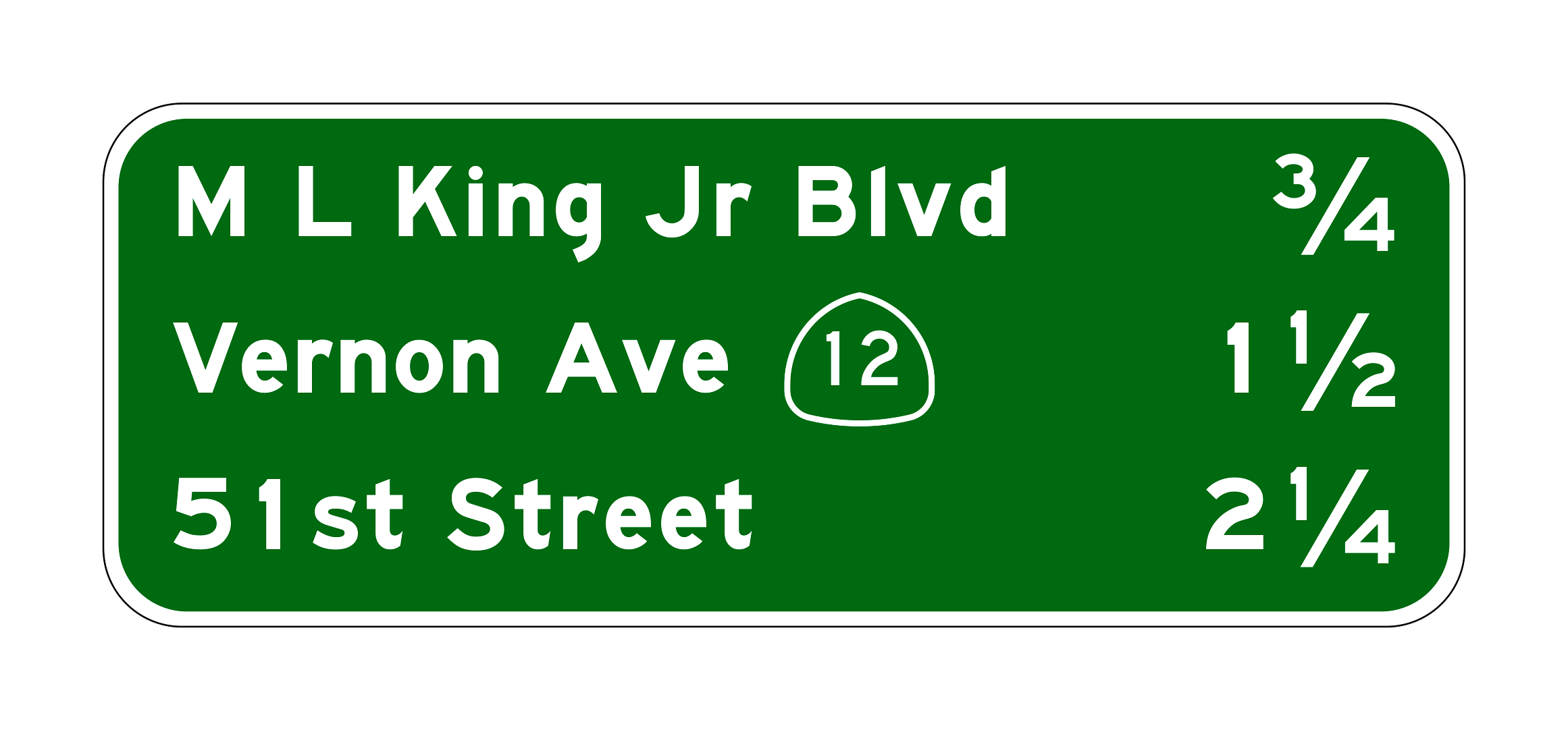 G23-3(CA) M L King Jr Blvd 3/4 / Vernon Ave 1 1/2 / 51st Street 2 1/4 — official FHWA layout