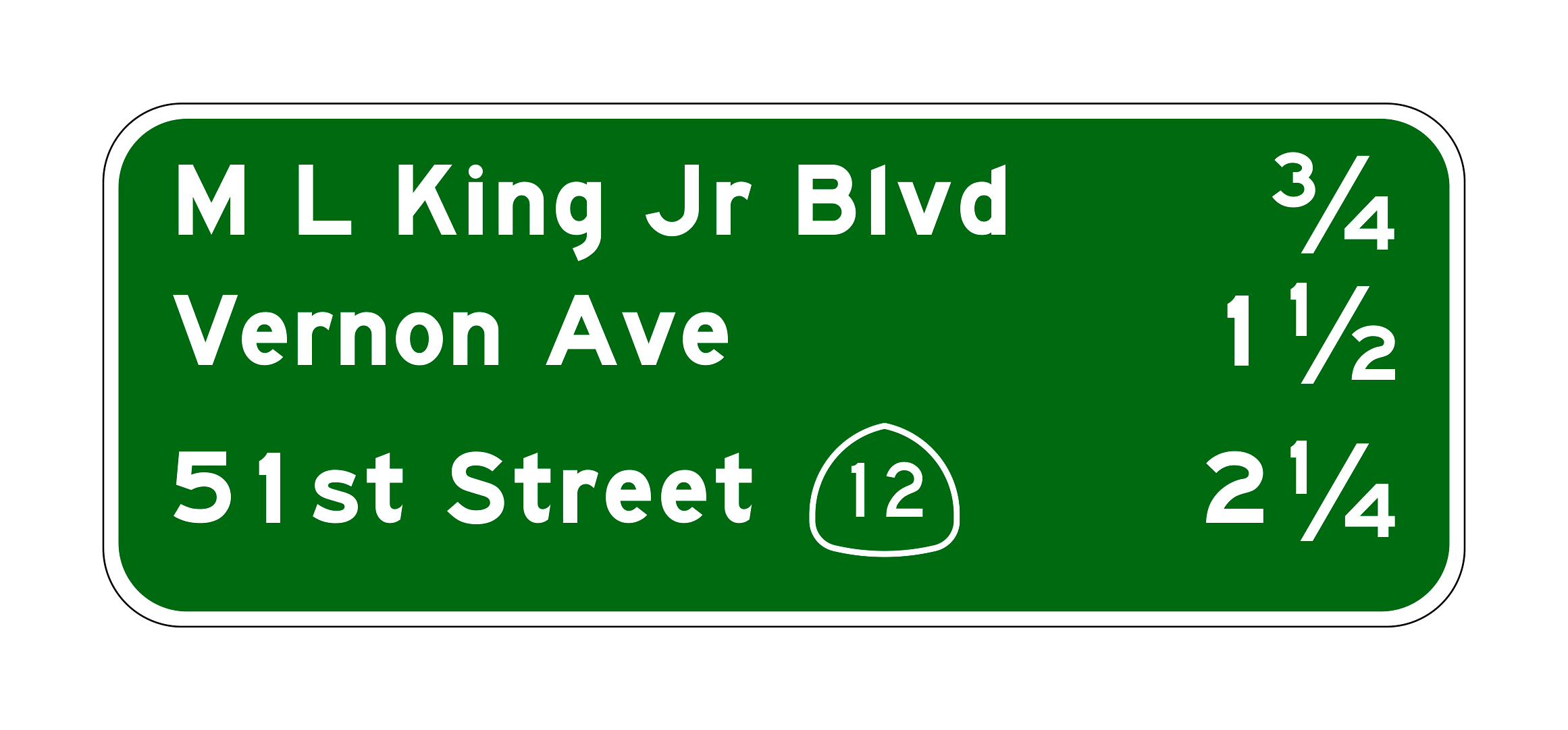 G23-4(CA) M L King Jr Blvd 3/4 / Vernon Ave 1 1/2 / 51st Street 2 1/4 — official FHWA layout