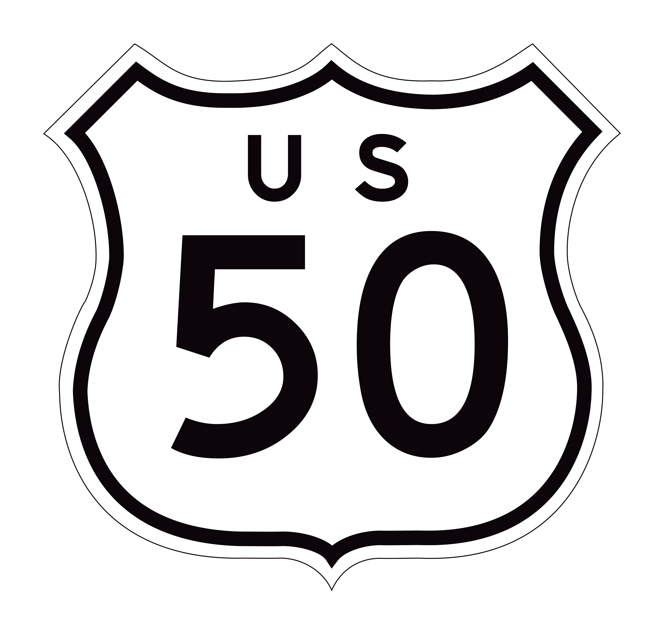 G26-2(CA) U.S. Route Marker with US Legend (US 50) — official FHWA layout