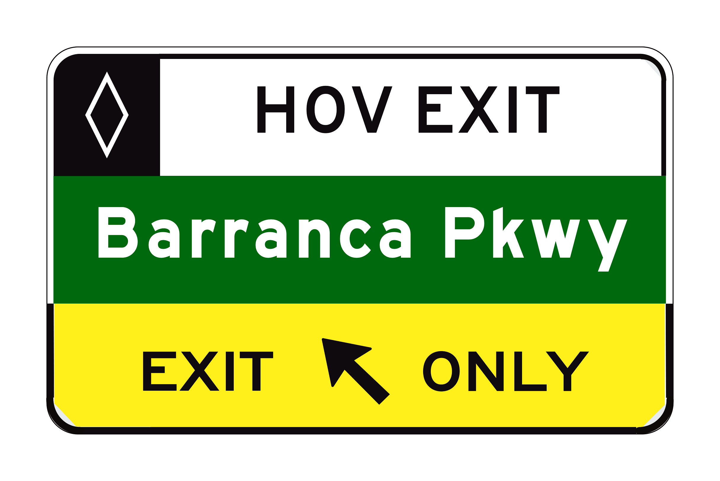 G85-12(CA) HOV Exit Direction Sign — official FHWA layout