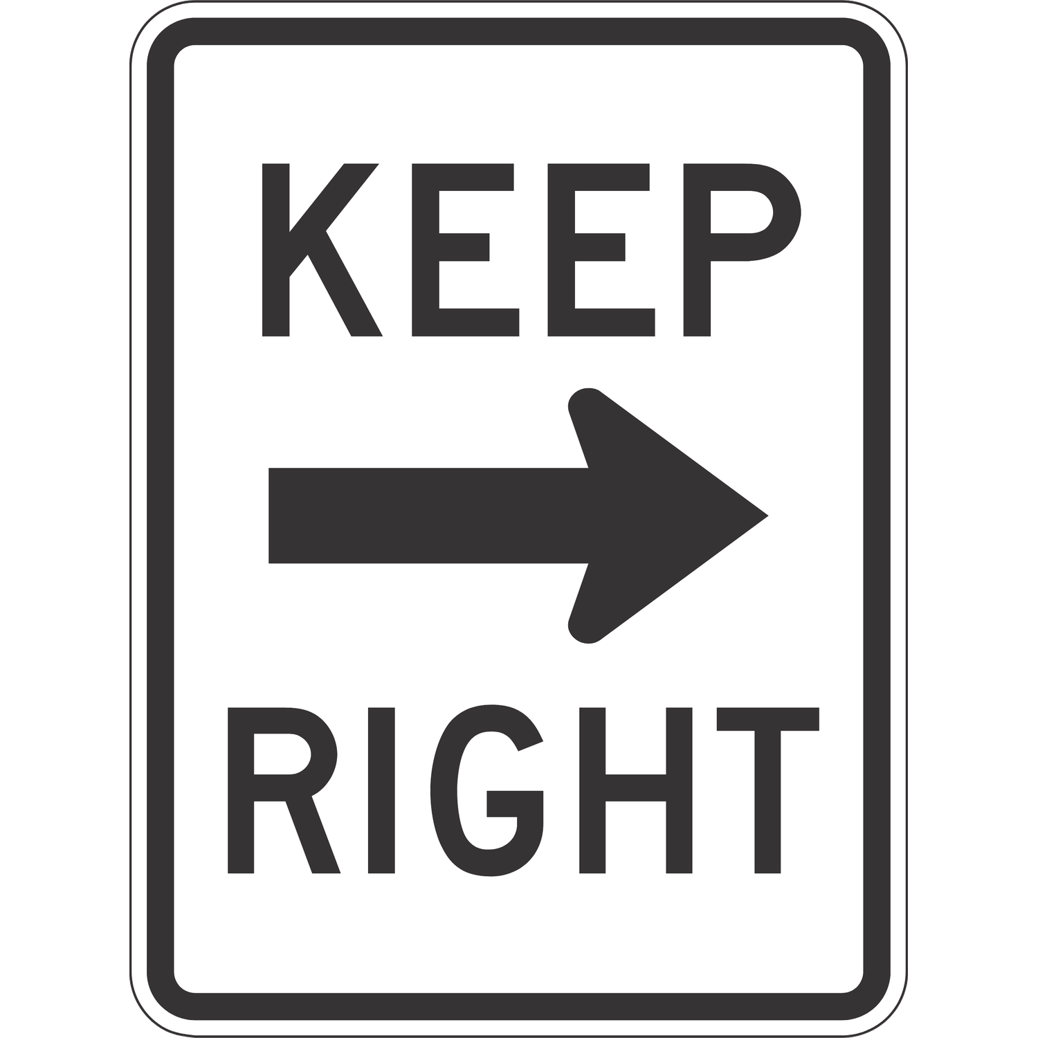 R4-7a Keep Right (Horizontal Arrow) — official FHWA layout