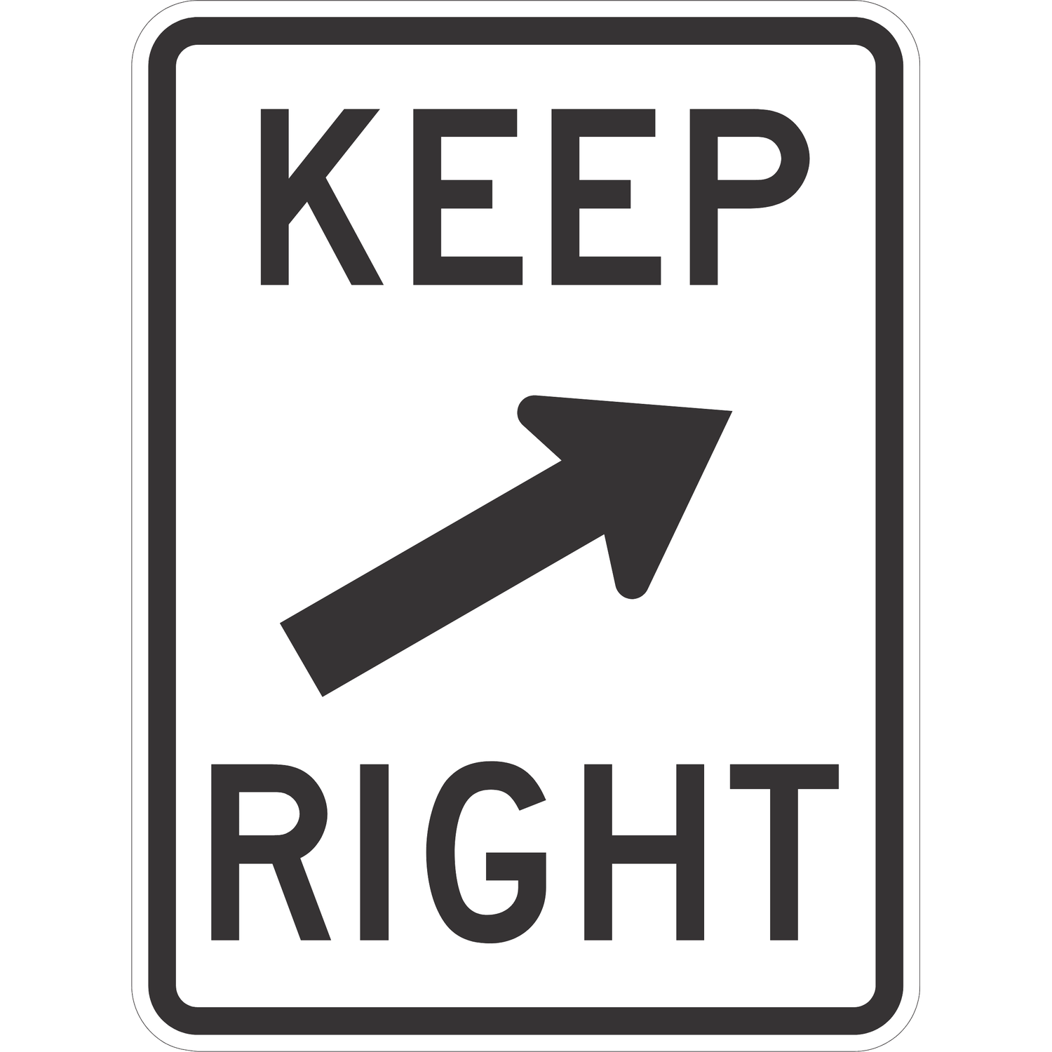 R4-7b Keep Right (Diagonal Arrow) — official FHWA layout