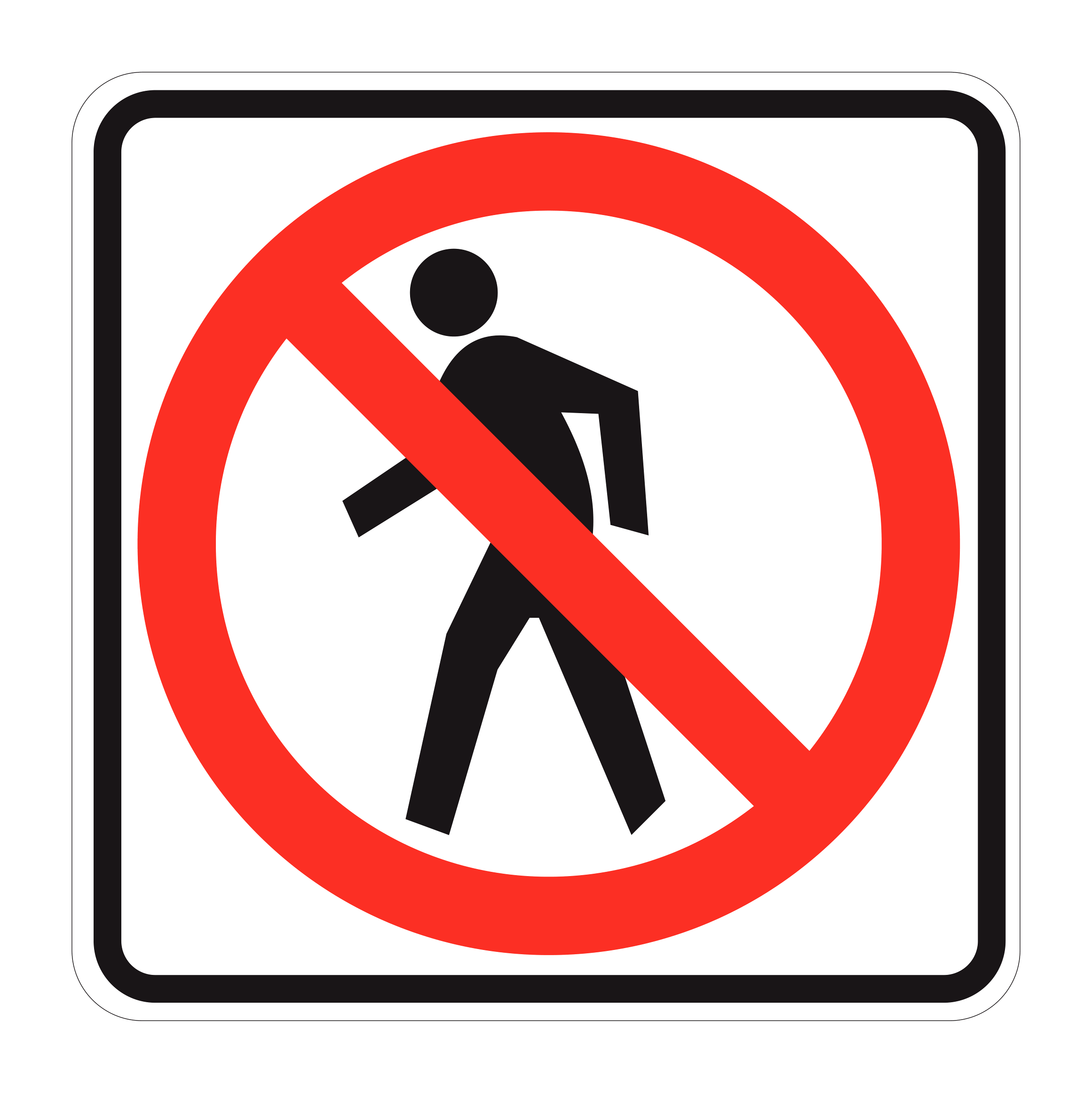R9-3 No Pedestrian Crossing (symbol) — official FHWA layout