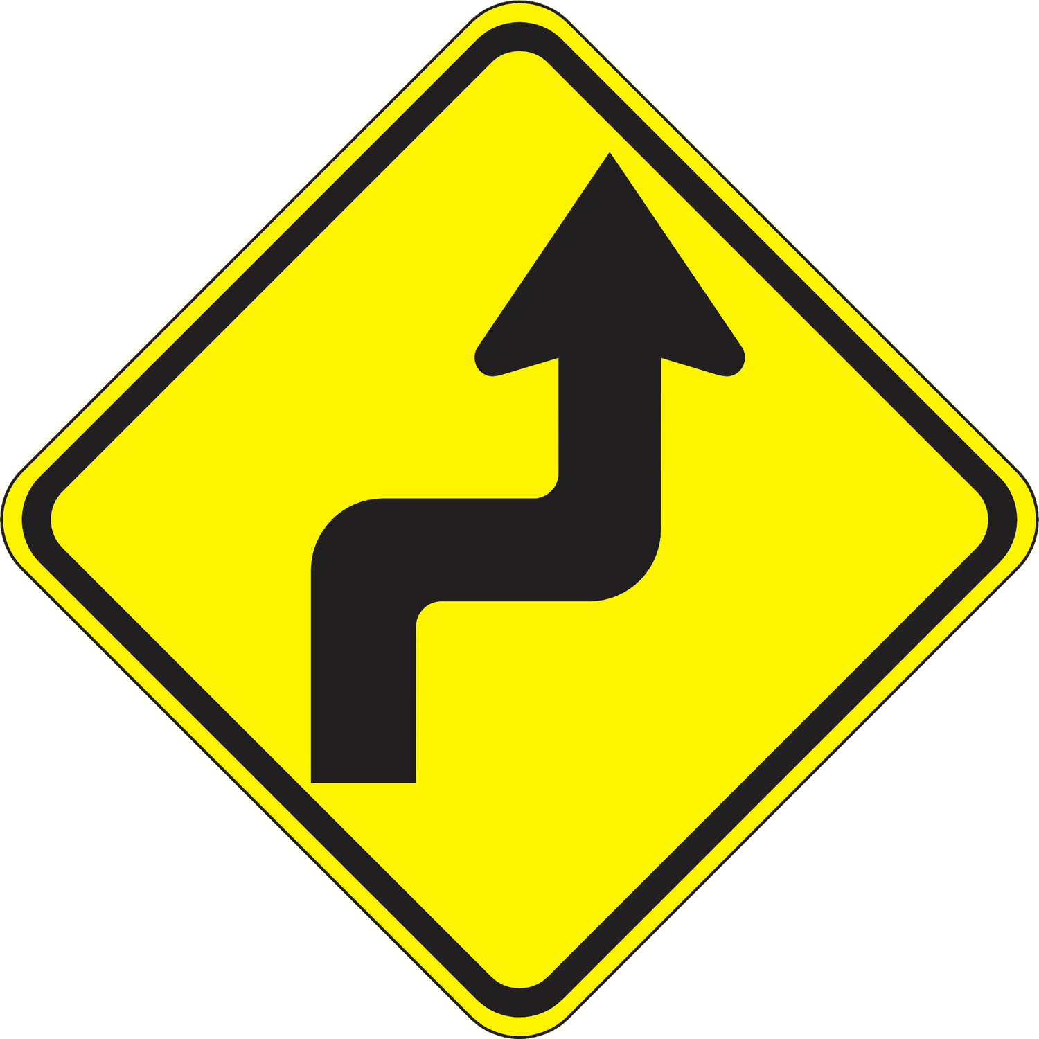 W1-3R Reverse Turn (Right) — official FHWA layout