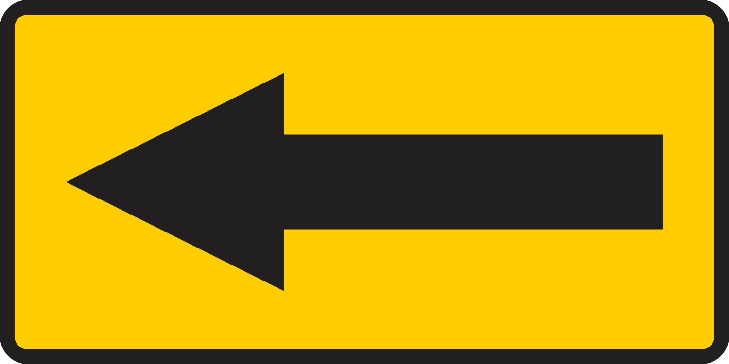 W1-6L One Direction Large Arrow (Left) — official FHWA layout