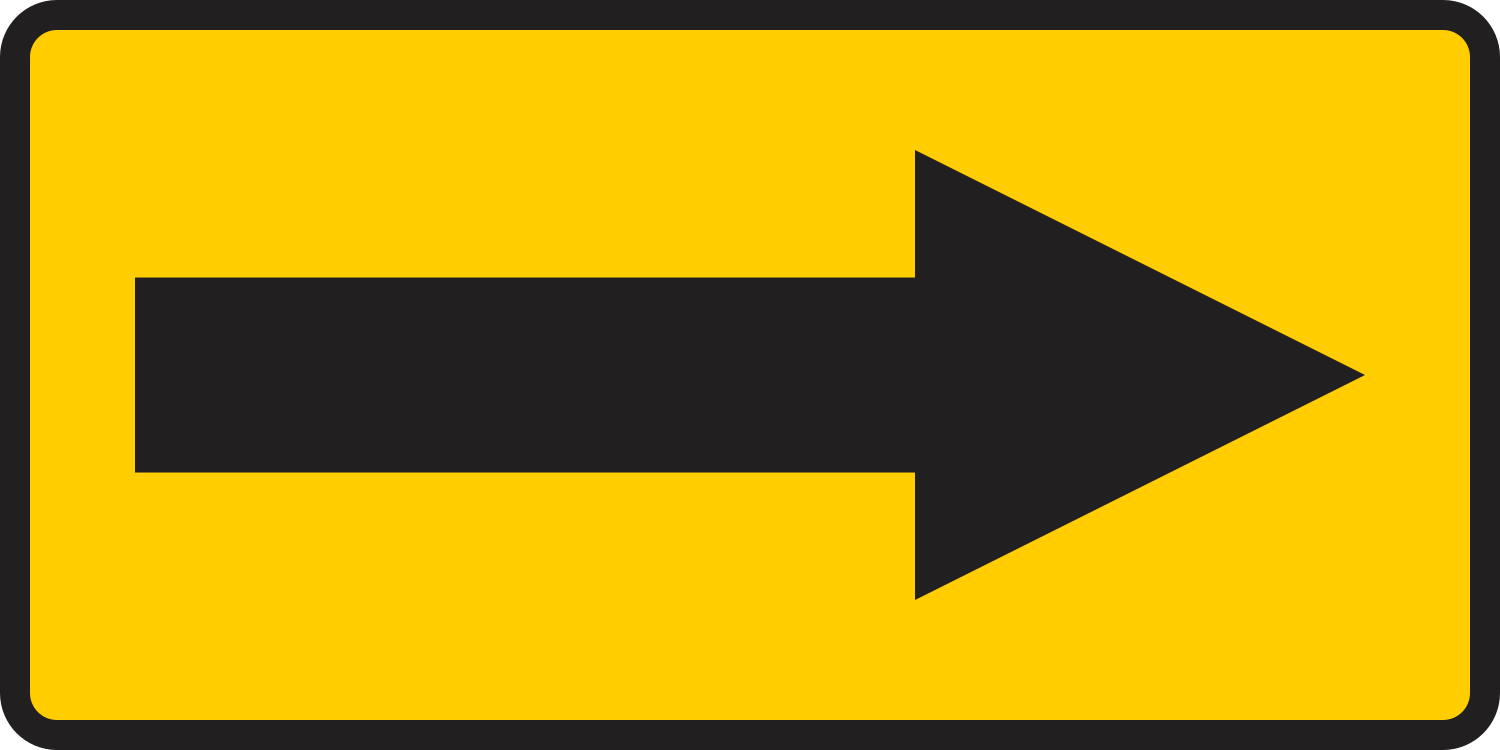 W1-6R One Direction Large Arrow (Right) — official FHWA layout