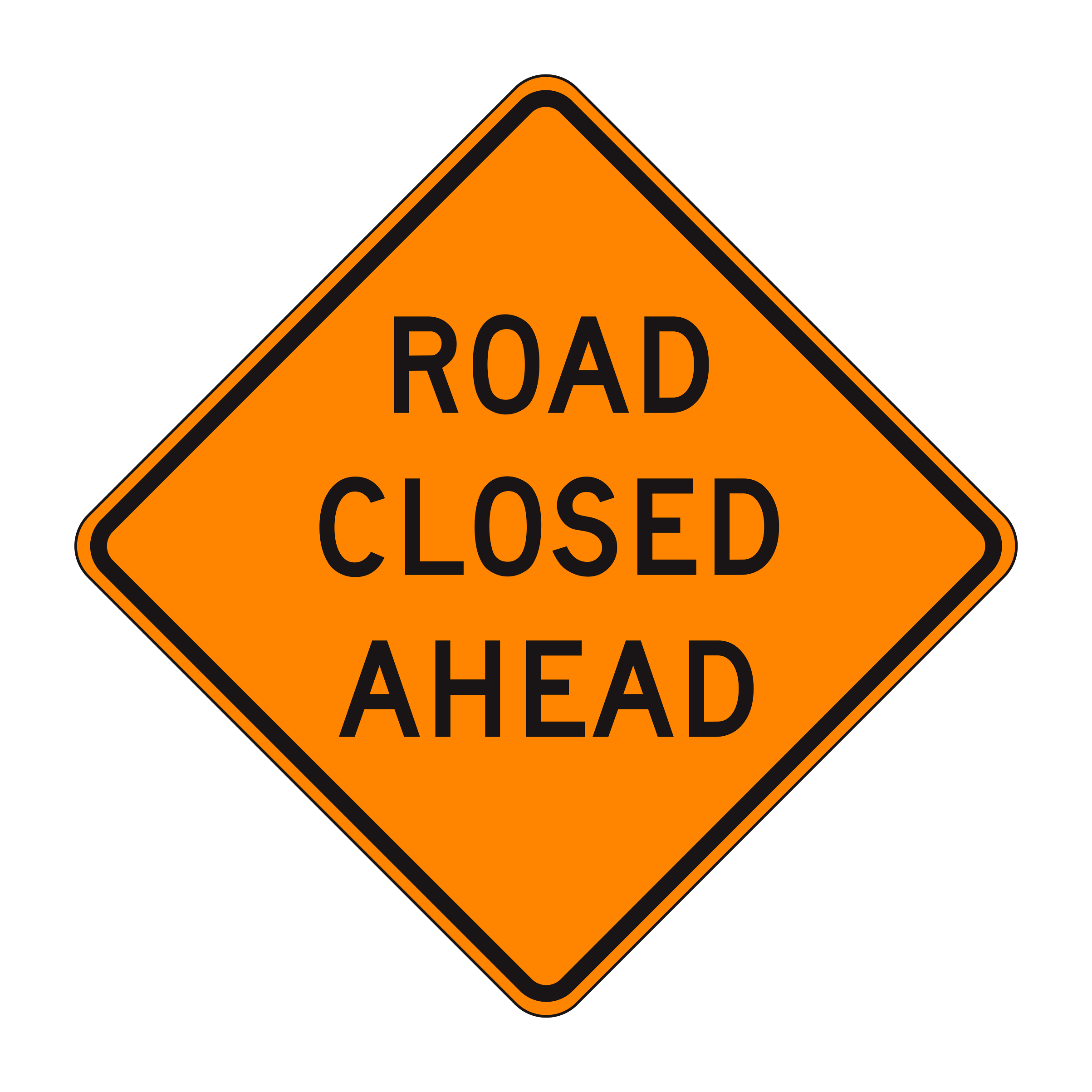 W20-3 Road Closed Ahead — official FHWA layout