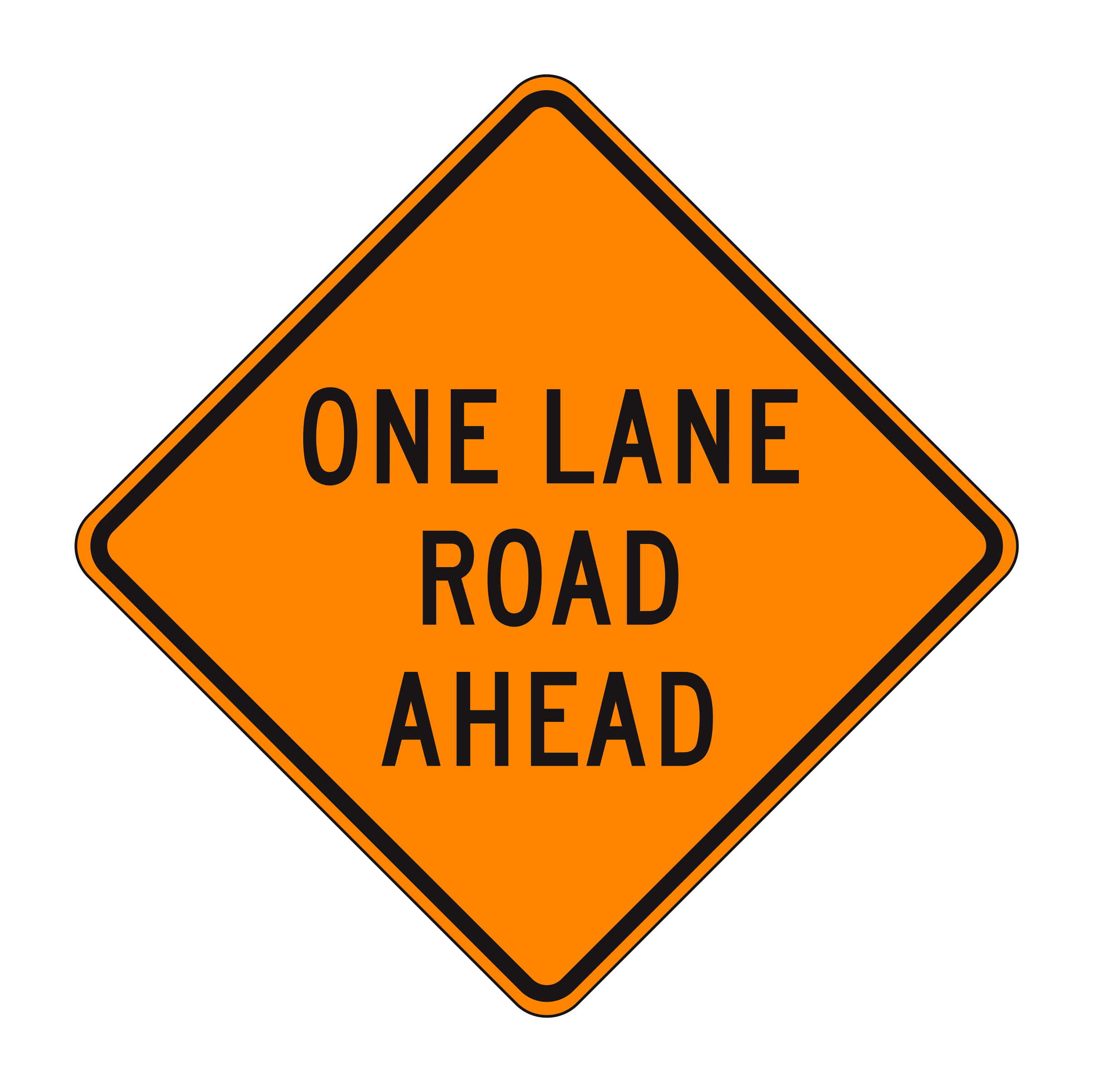 W20-4 One Lane Road Ahead — official FHWA layout