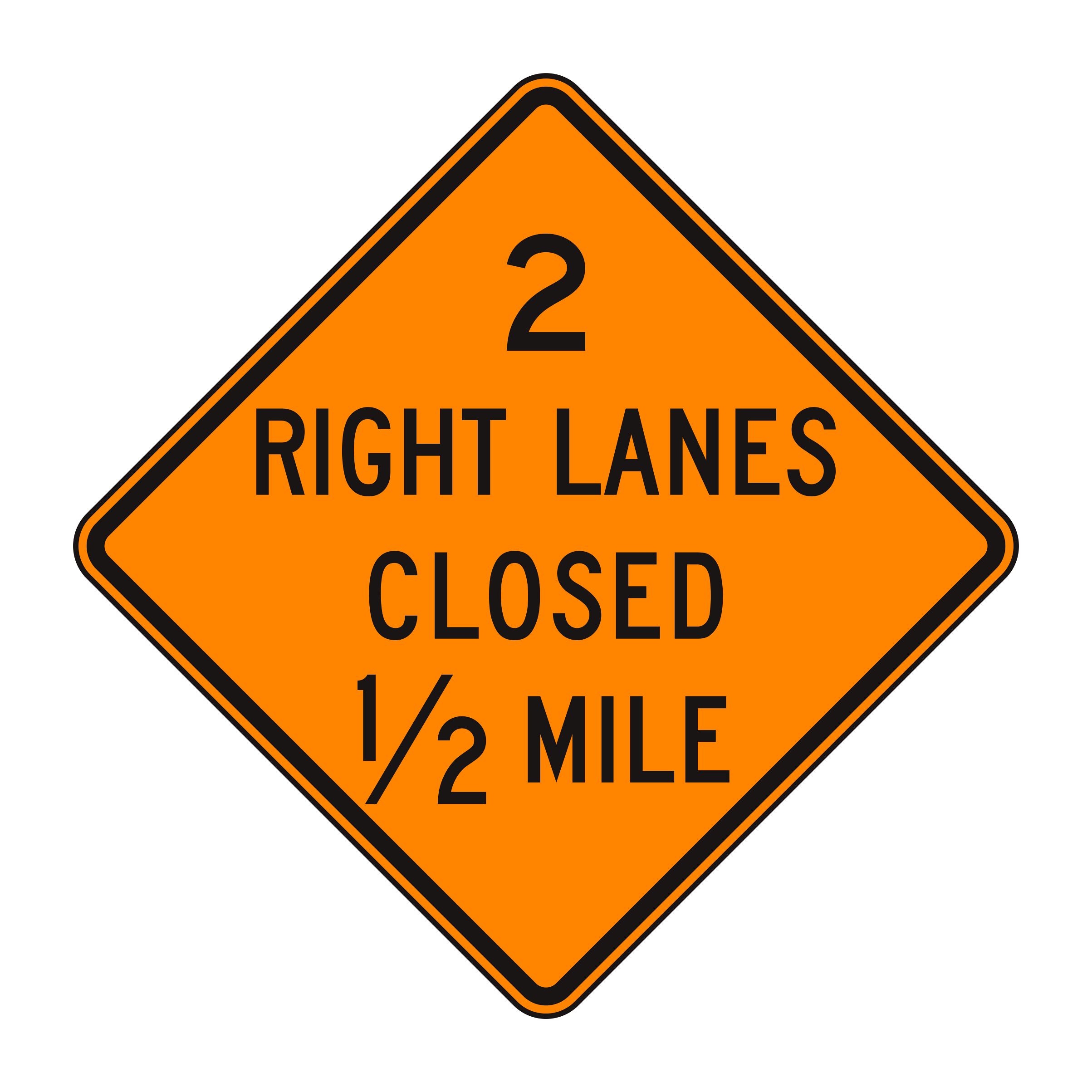W20-5a 2 Lanes Closed — official FHWA layout
