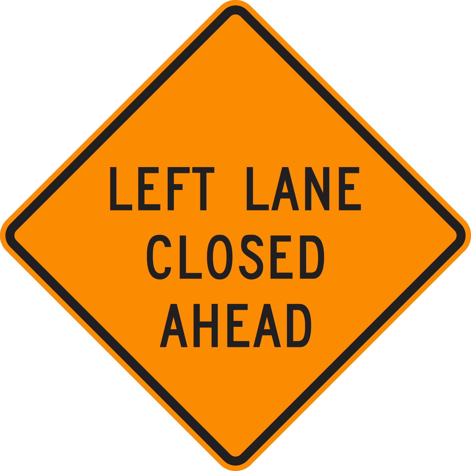 W20-5L Left Lane Closed — official FHWA layout