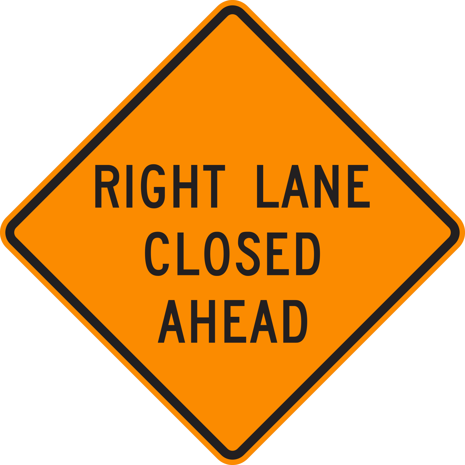 W20-5R Right Lane Closed — official FHWA layout