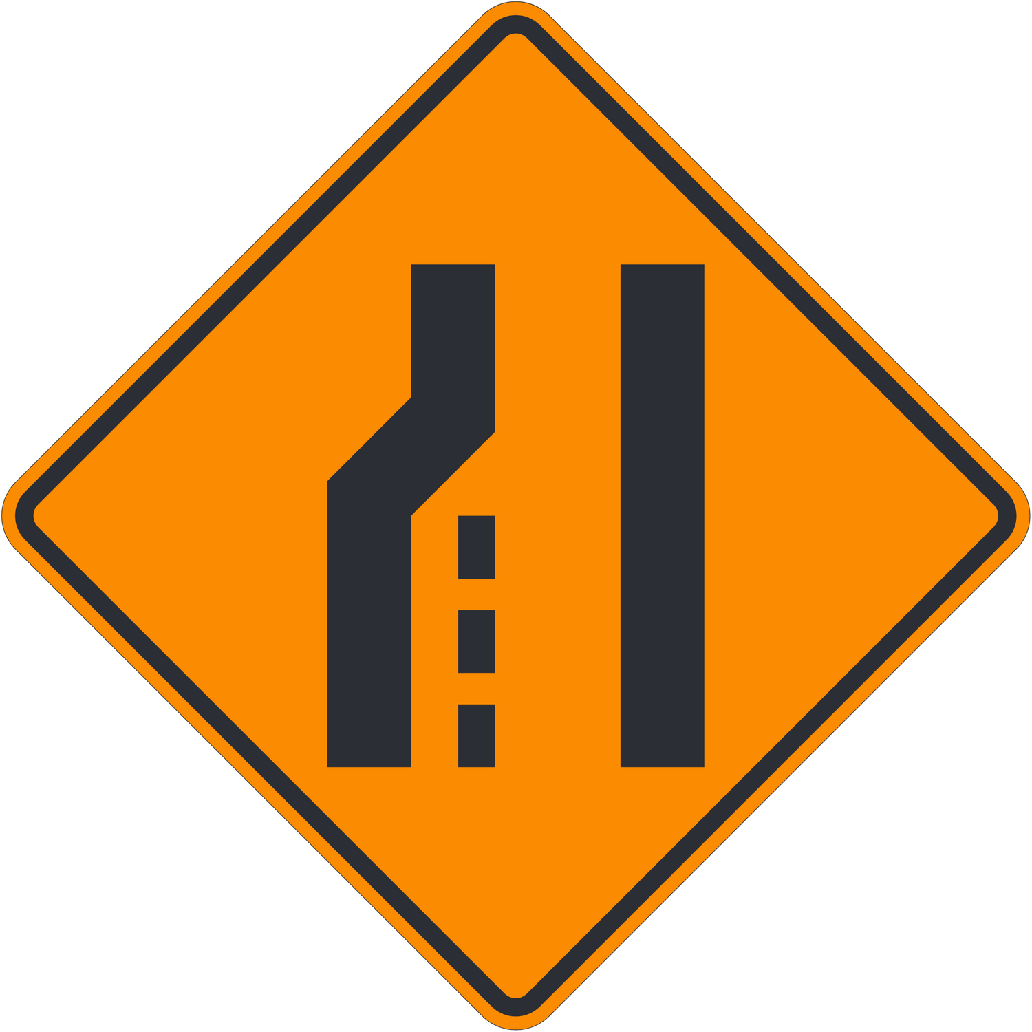 W4-2L Left Lane Ends — official FHWA layout