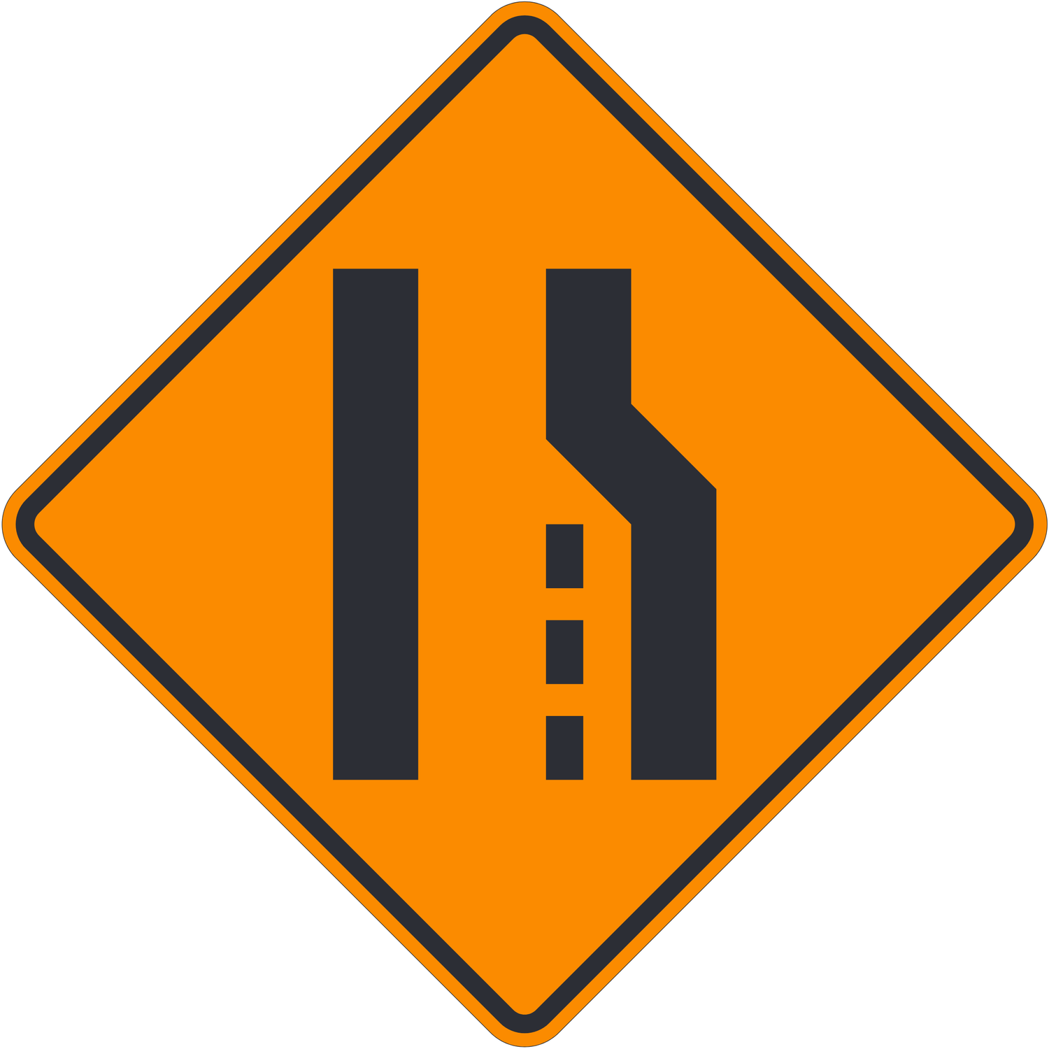 W4-2R Right Lane Ends — official FHWA layout