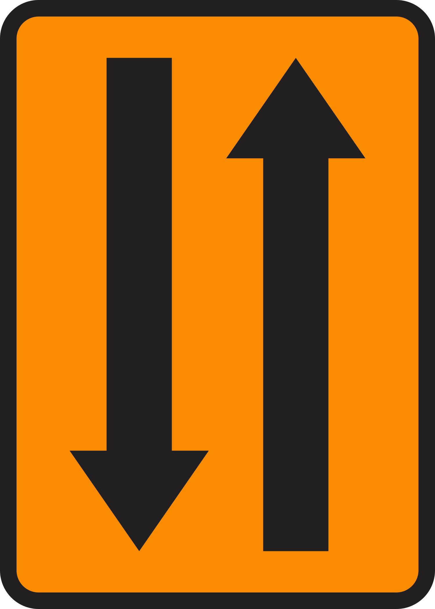 W6-4 Narrow Two-Way Traffic — official FHWA layout